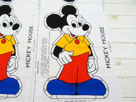 【ミッキーマウス】ぬいぐるみ・ピロードール・デッドストック・ヴィンテージ・パネル生地/ファブリック