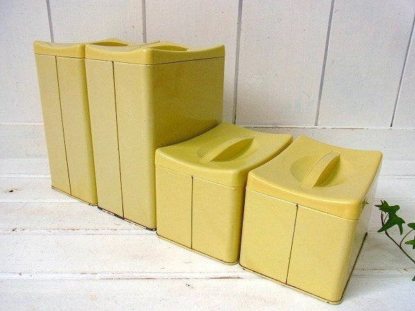 レトロポップ ランズバーグ 花柄 キッチン雑貨 収納 ティン製・アンティーク・キャニスター・4個セット