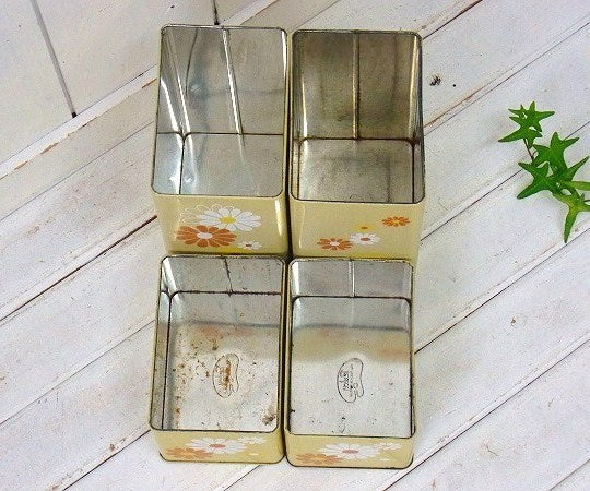 レトロポップ ランズバーグ 花柄 キッチン雑貨 収納 ティン製・アンティーク・キャニスター・4個セット