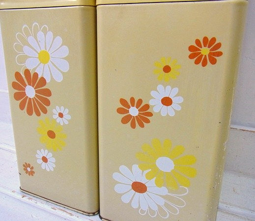 レトロポップ ランズバーグ 花柄 キッチン雑貨 収納 ティン製・アンティーク・キャニスター・4個セット