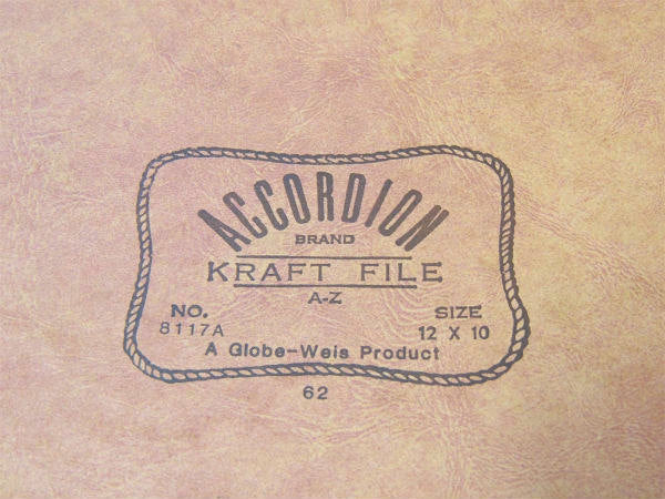 【Globe Weis】レザー柄クラフト紙製・ヴィンテージ・エキスパンディングファイル・書類ケース