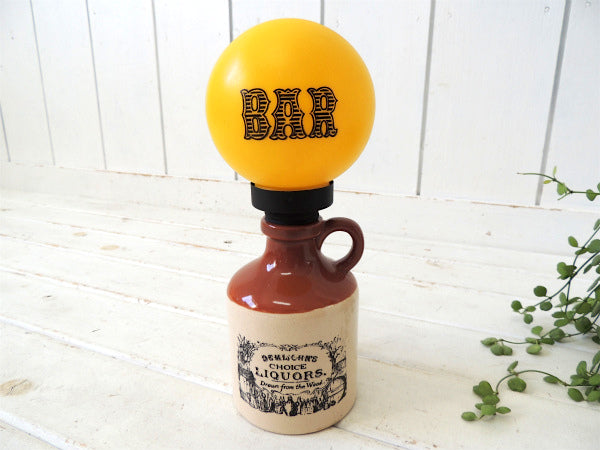 【1960〜70's・BAR・看板・USA】ヴィンテージ・テーブルランプ・卓上ランプ・陶器製・リカー