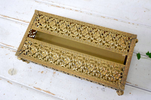 4人の天使 エレガント 花柄 ゴールドトーン ヴィンテージ ティッシュケース ティッシュボックス