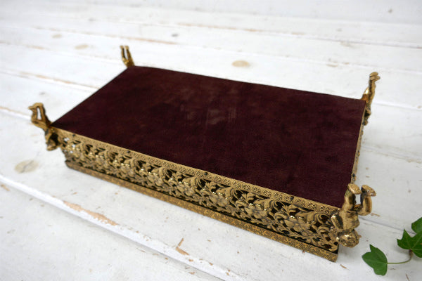 4人の天使 エレガント 花柄 ゴールドトーン ヴィンテージ ティッシュケース ティッシュボックス