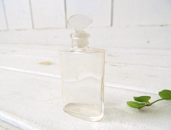 気泡入りのガラス製・小さなアンティーク・香水瓶/パヒュームボトル USA