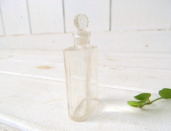 気泡入りのガラス製・小さなアンティーク・香水瓶/パヒュームボトル USA