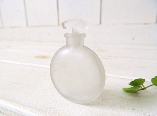 すりガラス製・丸くて小さなアンティーク・香水瓶/パヒュームボトル USA