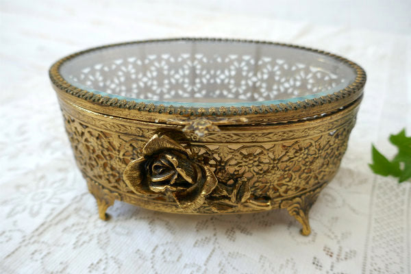 Stylebuilt ベベルガラス・24K・オーバル型・アンティーク・ジュエリーボックス・宝石箱