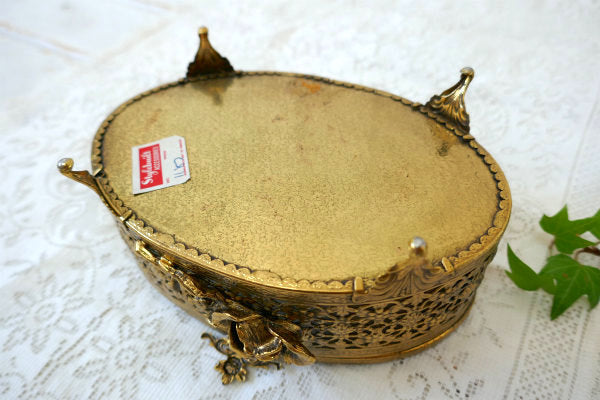 Stylebuilt ベベルガラス・24K・オーバル型・アンティーク・ジュエリーボックス・宝石箱