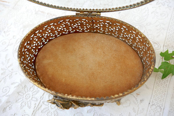 Stylebuilt ベベルガラス・24K・オーバル型・アンティーク・ジュエリーボックス・宝石箱