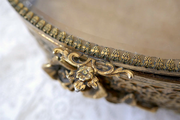 Stylebuilt ベベルガラス・24K・オーバル型・アンティーク・ジュエリーボックス・宝石箱