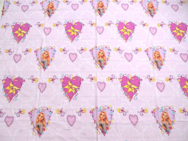 【塔の上のラプンツェル】ディズニー・ピンクカラー・ハート&花柄・ユーズドシーツ(フラットタイプ)