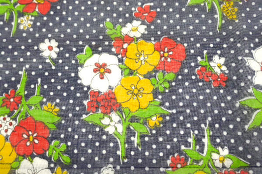 水玉×花柄・カラフル・デッドストック・ヴィンテージ・ファブリック・生地・リメイク・ハンドメイド