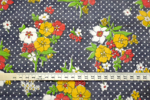 水玉×花柄・カラフル・デッドストック・ヴィンテージ・ファブリック・生地・リメイク・ハンドメイド