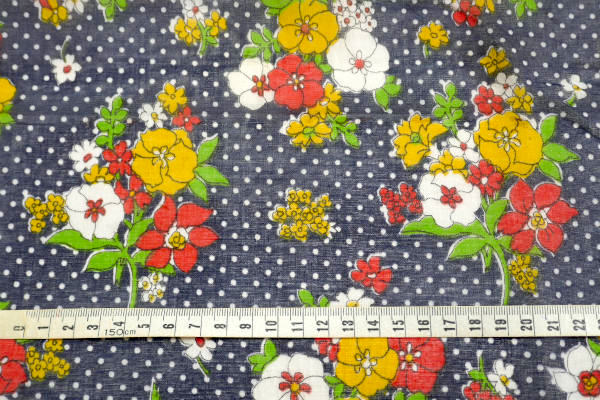 水玉×花柄・カラフル・デッドストック・ヴィンテージ・ファブリック・生地・リメイク・ハンドメイド