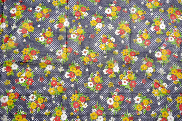 水玉×花柄・カラフル・デッドストック・ヴィンテージ・ファブリック・生地・リメイク・ハンドメイド