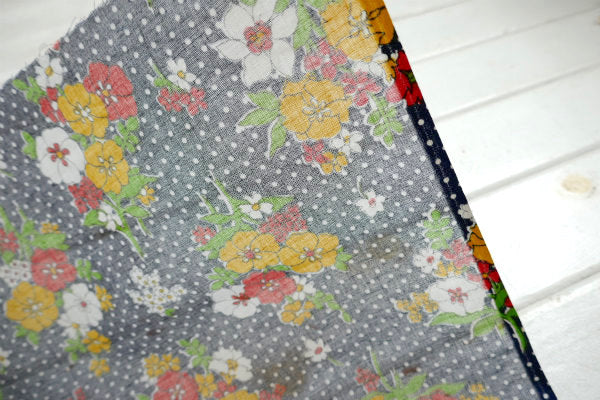 水玉×花柄・カラフル・デッドストック・ヴィンテージ・ファブリック・生地・リメイク・ハンドメイド