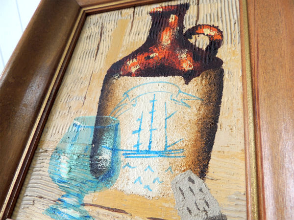 【FRANKLIN・フランクリン】ワイングラス・直筆サイン入り・油絵・木製・額縁・木製フレーム