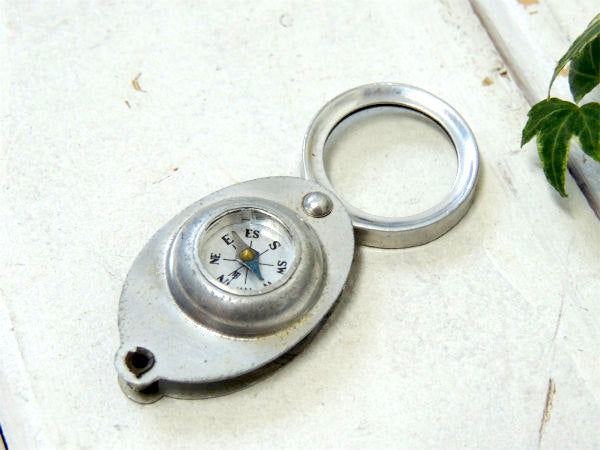 【方位磁石・ルーペ・COMET】ヴィンテージ・コンパス・キーホルダー/虫眼鏡/JAPAN/里帰り