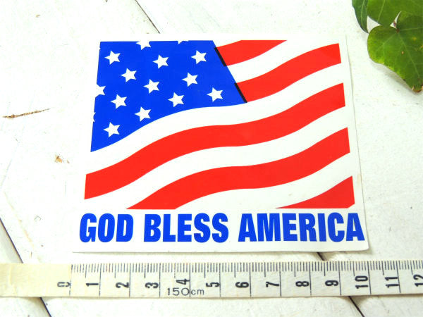 【GOD BLESS AMERICA】〜神の恵みあれ・メッセージ・星条旗・ヴィンテージ・ステッカー