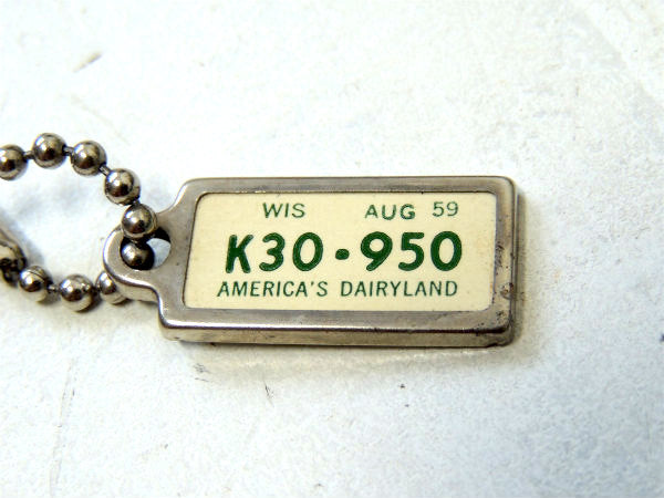 【ウィスコンシン州】フォード・ナンバープレート型 ・ヴィンテージ・キーホルダー・USA・鍵付き