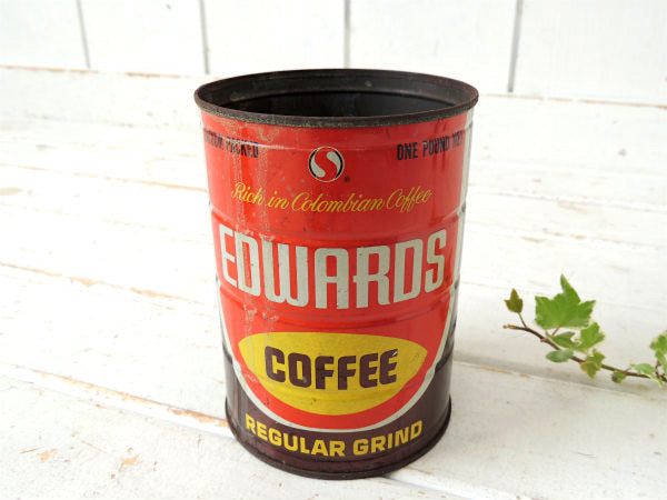 【EDWARDS COFFEE】エドワーズ・ブリキ製・ヴィンテージ・コーヒー缶・USA