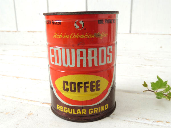【EDWARDS COFFEE】エドワーズ・ブリキ製・ヴィンテージ・コーヒー缶・USA