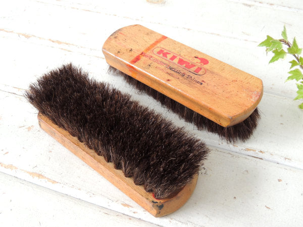 KIWI 木製・靴磨き・ヴィンテージ・道具入れ・シューシャイン ボックス・ブラシ・ポリッシュ付き