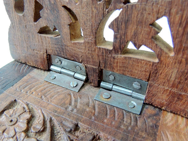 ミッドセンチュリー フラワー 木製 花柄&リーフ彫刻 折り畳み式 ヴィンテージ　ブックスタンド　本立て USA