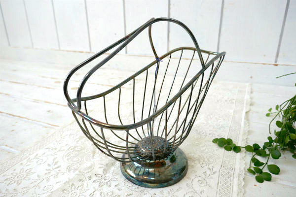 SALES イタリア製・シルバープレート・ヴィンテージ・ワイン ボトルホルダー・ワインパニエ