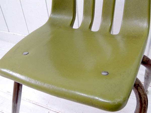 【VIRCO】ヴァルコ・オリーブグリーン色・ヴィンテージ・スクールチェア/子供イス USA
