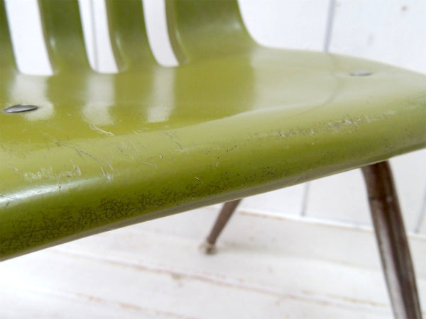 【VIRCO】ヴァルコ・オリーブグリーン色・ヴィンテージ・スクールチェア/子供イス USA