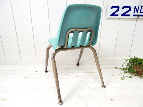 【VIRCO】ヴァルコ・ロサンゼルス製・水色のヴィンテージ・スクールチェア/子供イス USA