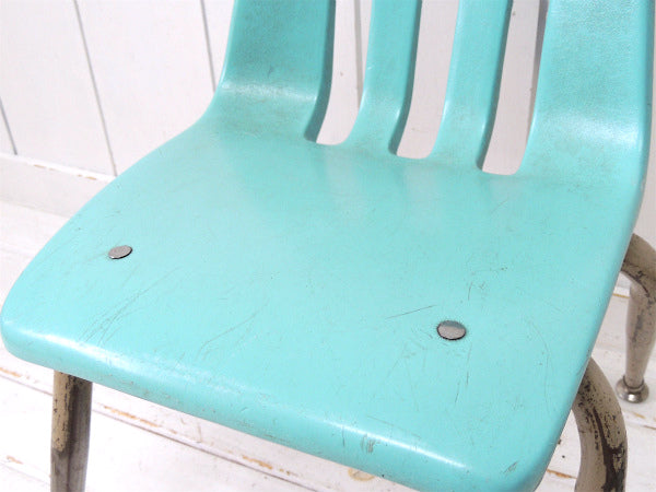 【VIRCO】ヴァルコ・ロサンゼルス製・水色のヴィンテージ・スクールチェア/子供イス USA