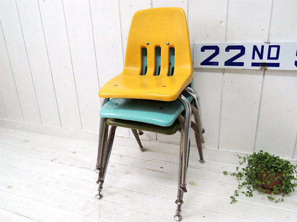 【VIRCO】ヴァルコ・ロサンゼルス製・水色のヴィンテージ・スクールチェア/子供イス USA