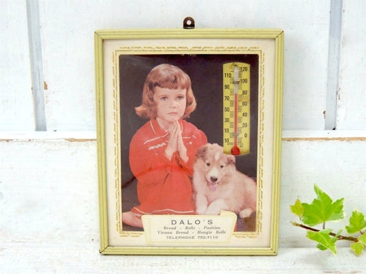 Dalo's 赤毛の少女&子犬・ヴィンテージ・温度計・サーモメーター・ウォールデコ・壁飾り