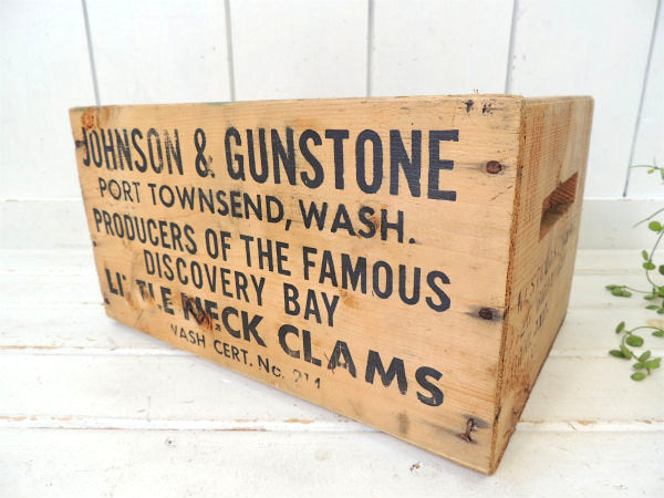 【JOHNSON&GUNSTON】たくさんの英文字入り・木箱・ヴィンテージ・ウッドボックス