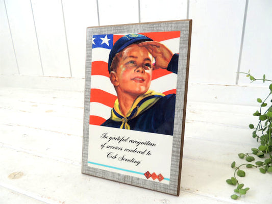 CUB SCOUTS×星条旗・ボーイスカウト ヴィンテージ・卓上サイン・盾・壁掛け式・看板