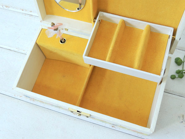 回転バレリーナ人形&オルゴール付き・花柄・アンティーク・ジュエリーボックス/宝石箱