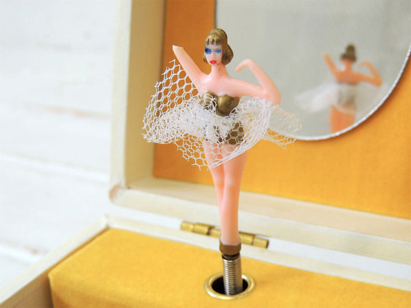 回転バレリーナ人形&オルゴール付き・花柄・アンティーク・ジュエリーボックス/宝石箱