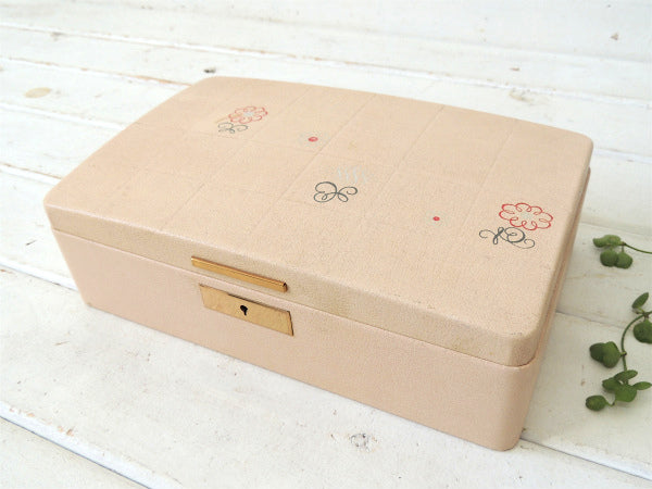 Farrington サーモンピンク 2段式 ヴィンテージ ジュエリーボックス ケース 宝石箱