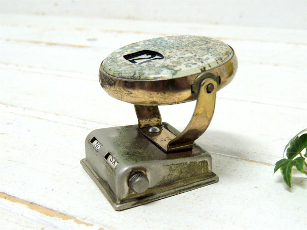 【地球儀】ノスタルジック・メタル製・回転式・ヴィンテージ・デスクカレンダー・卓上カレンダー