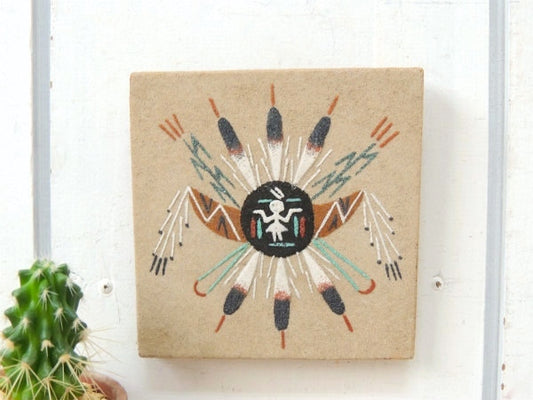 【ナバホ族】ネイティブアメリカン・インディアン・ヴィンテージ・サンドペイント・砂絵・ウォールデコ
