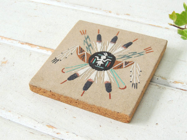 【ナバホ族】ネイティブアメリカン・インディアン・ヴィンテージ・サンドペイント・砂絵・ウォールデコ