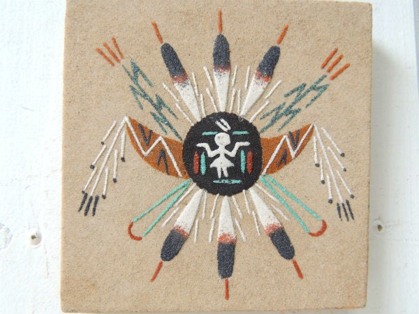 【ナバホ族】ネイティブアメリカン・インディアン・ヴィンテージ・サンドペイント・砂絵・ウォールデコ