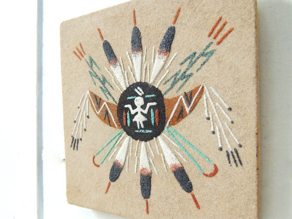 【ナバホ族】ネイティブアメリカン・インディアン・ヴィンテージ・サンドペイント・砂絵・ウォールデコ