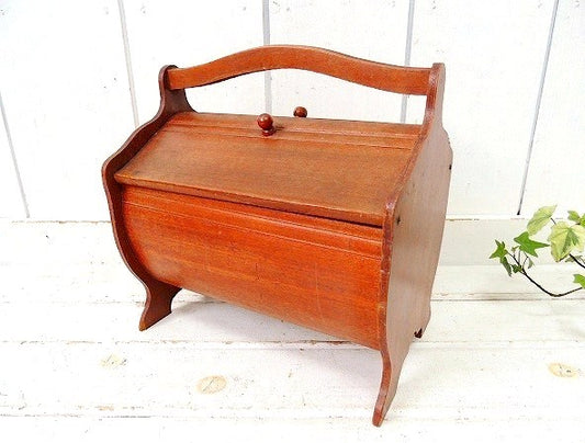 USA アンティーク ソーイングボックス 裁縫箱 脚付き 木製 木箱 手芸 ハンドメイド