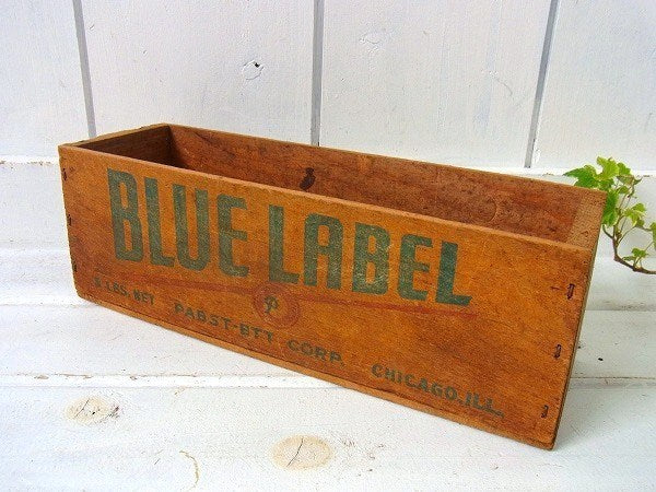 【BLUE　LABEL】木製・アンティーク・チーズボックス/木箱　USA