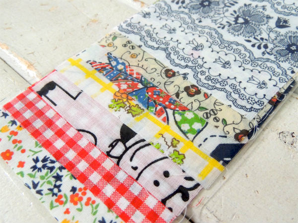 レース花柄&牛柄etc・ヴィンテージ・ファブリック・10cm角・はぎれ7枚セット/生地