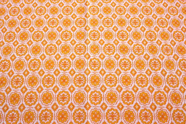 クラシカル・花柄・オレンジカラー・デッドストック・ヴィンテージ・ファブリック・生地・ハンドメイド